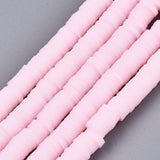 Handmade Polymer Clay Beads Strands, for DIY Jewelry Crafts Supplies, Heishi Beads, Disc/Flat Round, Pearl Pink, 6x0.5~1mm, Hole: 1.8mm, about 290~320pcs/strand, 15.75 inch~16.14 inch(40~41cm), 10Strands/Set