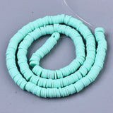 Handmade Polymer Clay Bead Strands, Heishi Beads, for DIY Jewelry Crafts Supplies, Disc/Flat Round, Pale Turquoise, 6x0.5~1mm, Hole: 2mm, about 320~450pcs/strand, 15.35 inch~16.92 inch(39~43cm), 20Strands/Set