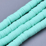 Handmade Polymer Clay Bead Strands, Heishi Beads, for DIY Jewelry Crafts Supplies, Disc/Flat Round, Pale Turquoise, 6x0.5~1mm, Hole: 2mm, about 320~450pcs/strand, 15.35 inch~16.92 inch(39~43cm), 20Strands/Set