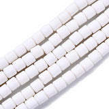 Polymer Clay Bead Strands, Column, White, 5~7x6mm, Hole: 1.5~2mm, about 61~69pcs/strand, 15.74 inch, 10Strand/Set