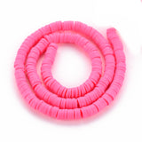 Handmade Polymer Clay Bead Strands, Heishi Beads, Disc/Flat Round, Hot Pink, 6x0.5~1mm, Hole: 2mm, about 320~447pcs/strand, 15.74 inch~16.92 inch, 20Strand/Set