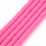 Handmade Polymer Clay Bead Strands, Heishi Beads, Disc/Flat Round, Hot Pink, 6x0.5~1mm, Hole: 2mm, about 320~447pcs/strand, 15.74 inch~16.92 inch, 20Strand/Set