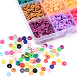 3600Pcs 24 Colors Handmade Polymer Clay Beads, Heishi Beads, for DIY Jewelry Crafts Supplies, Disc/Flat Round, Mixed Color, 6x1mm, Hole: 2mm, 150pcs/color