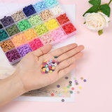 3600Pcs 24 Colors Handmade Polymer Clay Beads, Heishi Beads, for DIY Jewelry Crafts Supplies, Disc/Flat Round, Mixed Color, 6x1mm, Hole: 2mm, 150pcs/color