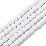 Handmade Polymer Clay Bead Strands, Column, White, 6.5x6mm, Hole: 1.2mm, about 61pcs/strand, 15.75 inch(40cm), 10Strand/Set