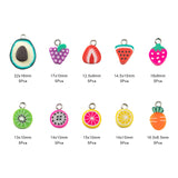 50Pcs 10 Style Handmade Polymer Clay Pendants, with Platinum Plated Iron Findings, Lemon & Carrot & Grapefruit & Grape & Dragon Fruit & Kiwi Fruit & Watermelon & Strawberry & Avocado, Mixed Color, 50pcs/Box, 2Box/Set