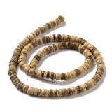 Natural Coconut Rondelle Bead Strands, 5.5x1.5~5mm, Hole: 1mm, about 124pcs/strand, 15.7 inch, 10Strands/Set