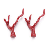 Synthetic Coral Beads, Branch, Dyed, Dark Red, 43.5~44.5x34x7.5mm, Hole: 1.5mm, 5pc/Set