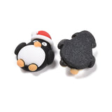 Resin Cabochons, Christmas Theme, Penguin with Christmas Hat, Black, 23.5x18.5x8mm, 50pcs/Set