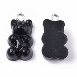 Resin Pendants, with Platinum Tone Iron Loop, Imitation Food, Bear, Mixed Color, 20.5~22.5x11.5x7mm, Hole: 2mm, 200pc/Set