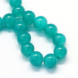 Baking Painted Imitation Jade Glass Round Bead Strands, Dark Cyan, 6.5mm, Hole: 1.5mm, about 135~140pcs/strand, 31.8 inch, 20Strand/Set