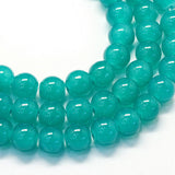 Baking Painted Imitation Jade Glass Round Bead Strands, Dark Cyan, 6.5mm, Hole: 1.5mm, about 135~140pcs/strand, 31.8 inch, 20Strand/Set