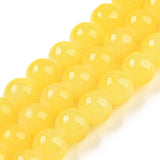 Baking Painted Imitation Jade Glass Round Bead Strands, Yellow, 6.5mm, Hole: 1.5mm, about 135~140pcs/strand, 31.8 inch, 20Strand/Set