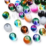 Mixed Style & Mixed Color Round Spray Painted Glass Beads,4mm, Hole: 1mm, about 500pcs/bag