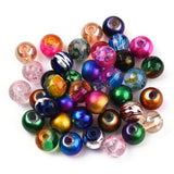 Mixed Style & Mixed Color Round Spray Painted Glass Beads, 6mm, Hole: 1mm, about 200pcs/bag