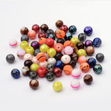 Mixed Style & Mixed Color Round Spray Painted Glass Beads, 8mm, Hole: 1.5mm, about 200pcs/bag