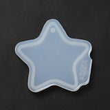 DIY Laser Effect Star Pendant Silicone Molds, Resin Casting Molds, For UV Resin, Epoxy Resin Craft Making, White, Stain Pattern, 83x85x7mm, Hole: 3.5mm, Inner Diameter: 70x70mm