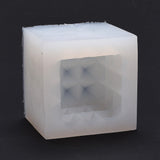 2PCS Cuboid DIY Candle Silicone Molds with Diamond Shape Ball, , Handmade Soap Molds, Mousse Chocolate Cake Mold, White, 72x72x57mm, Inner Diameter: 50x50mm