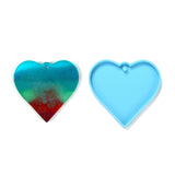 Valentine's Day Theme DIY Pendant Silicone Molds, Resin Casting Molds, For UV Resin, Epoxy Resin Jewelry Making, Heart, Deep Sky Blue, 71x75x6mm, Hole: 3mm