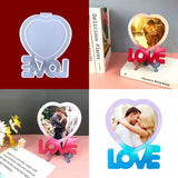 DIY Picture Frame Silicone Molds, Resin Casting Molds, For UV Resin, Epoxy Resin Craft Making, Heart and Word LOVE, White, 187x147x9mm