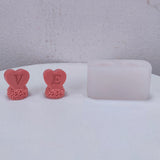 2 pc Valentine's Day Theme DIY Candle Silicone Molds, Handmade Soap Mold, Mousse Chocolate Cake Mold, Heart with Word V & E, White, 89x46x46mm, Inner Diameter: 28x25mm