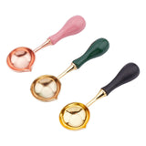 3Pcs 3 Style Brass Wax Sticks Melting Spoon, with Wood Handle, Mixed Color, 1pc/style