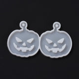 DIY Pumpkin Jack-O'-Lantern Pendants Silicone Molds, Resin Casting Molds, For UV Resin, Epoxy Resin Jewelry Making, Halloween Theme, White, 49x86x4mm, Hole: 3mm, Inner Diameter: 46x41mm