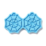 DIY Spider Web Pendants Silicone Molds, Resin Casting Molds, For UV Resin, Epoxy Resin Jewelry Making, Halloween Theme, Sky Blue, 74x42x5mm, Hole: 2mm, Inner Diameter: 35x34mm