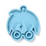 DIY Bat-shaped Pendant Silicone Molds, Resin Casting Molds, For UV Resin, Epoxy Resin Jewelry Making, Halloween Theme, Sky Blue, 62x66x7mm, Hole: 4mm