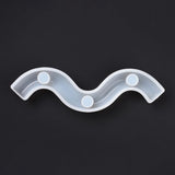 2PCS DIY Wavy Line M Shape Candlestick Silicone Molds, Resin Casting Molds, For UV Resin, Epoxy Resin Craft Making, White, 285x67x29mm, Inner Size(Candle Setting): 22.5mm