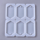 Silicone Molds, Pendant Resin Casting Molds, For UV Resin, Epoxy Resin Jewelry Making, Hexagon, White, 211x190x12mm, Hole: 5.5mm, 6pcs/set