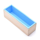 2 Set Rectangular Pine Wood Soap Molds Sets, with Silicone Mold and Wood Box, DIY Handmade Loaf Soap Mold Making Tool, Deep Sky Blue, 28x8.8x8.6cm, Inner Diameter: 7x25.9cm, 2pcs/set