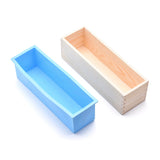 2 Set Rectangular Pine Wood Soap Molds Sets, with Silicone Mold and Wood Box, DIY Handmade Loaf Soap Mold Making Tool, Deep Sky Blue, 28x8.8x8.6cm, Inner Diameter: 7x25.9cm, 2pcs/set