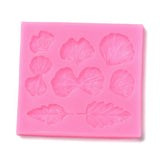 DIY Leaf Pattern Silicone Fondant Molds, for DIY Cake Decoration, UV & Epoxy Resin Jewelry Making, Hot Pink, 68.5x64x5mm, Inner Diameter: 12.5~31x12~31mm