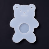 5PCS Bear DIY Candle Holder Silicone Molds, Resin Casting Molds, For UV Resin, Epoxy Resin Jewelry Making, White, 13.3x9.9x1cm, Candle Tray: 3.8cm