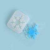 Christmas Theme DIY Snowflake Pendant Silicone Molds, Resin Casting Molds, for UV Resin & Epoxy Resin Jewelry Making, White, 93x77x10mm, Hole: 5mm, Inner Diameter: 81x62mm