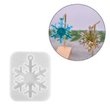 Christmas Theme DIY Snowflake Pendant Silicone Molds, Resin Casting Molds, for UV Resin & Epoxy Resin Jewelry Making, White, 93x77x10mm, Hole: 5mm, Inner Diameter: 81x62mm