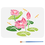 1Pc Drawing Painting Stencils, July Water Lily, 1Pc Plastic Paint Brush, Flower