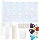 DIY Silicone  Molds Kits, with Heart Ouija Board Planchette Silicone Molds, Silicone Measuring Cup, Plastic Transfer Pipettes, Disposable Latex Finger Cots, Birch Wooden Sticks, White, 27pcs/set