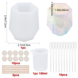 DIY Pen Vase Molds Kits, Including Silicone Molds, Measuring Cup Plastic Tools, Plastic Transfer Pipettes, Birch Wooden Craft Ice Cream Sticks and Latex Finger Cots, White, 61x69x72mm, Inner Diameter: 38x43mm, 1pc