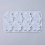 5 pc Christmas Tree Silicone Cake Baking Molds, Food Grade Silicone Molds, for DIY Chocolate, Candy Jelly,  Soap Making, White, 282x158x30mm, Hole: 8.5mm, Christmas Tree: 79x64mm