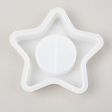 3PCS Star Candle Holder Silicone Molds, Resin Casting Molds, For UV Resin, Epoxy Resin Craft Making, White, 120x124x21mm, Flat Round: 54mm