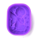 5PCS Cupid Angel Silicone Molds, Food Grade Molds, For DIY Cake Decoration, Candle, Chocolate, Candy, Soap, Purple, 79x60x25.5mm, Inner Diameter: 76x57mm