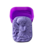 5 pc Cupid Angel Silicone Molds, Food Grade Molds, For DIY Cake Decoration, Candle, Chocolate, Candy, Soap, Purple, 79x60x25.5mm, Inner Diameter: 76x57mm