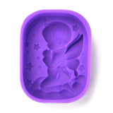 5 pc Cupid Angel Silicone Molds, Food Grade Molds, For DIY Cake Decoration, Candle, Chocolate, Candy, Soap, Purple, 79x60x25.5mm, Inner Diameter: 76x57mm