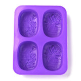 2 pc Rose Silicone Molds, Food Grade Molds, For DIY Cake Decoration, Candle, Chocolate, Candy, Soap, Purple, 184x137x27mm, Inner Diameter: 77x55mm