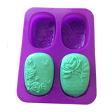 2PCS Rose Silicone Molds, Food Grade Molds, For DIY Cake Decoration, Candle, Chocolate, Candy, Soap, Purple, 184x137x27mm, Inner Diameter: 77x55mm