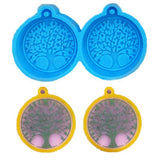 Flat Round with Tree of Life Pendant Silicone Molds, Resin Casting Molds, for DIY UV Resin & Epoxy Resin Jewelry Making, Deep Sky Blue, 31x54x7mm, Hole: 2mm