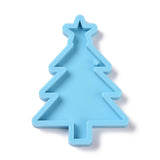 Christmas Tree Decoration Silicone Molds, Resin Casting Molds, for UV Resin, Epoxy Resin Craft Making, Deep Sky Blue, 81x58x7mm, Hole: 3mm