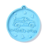 Christmas Ball with Truck Pendant Silicone Molds, Resin Casting Molds, for UV Resin, Epoxy Resin Craft Making, Deep Sky Blue, 81x75x6mm, Hole: 3mm